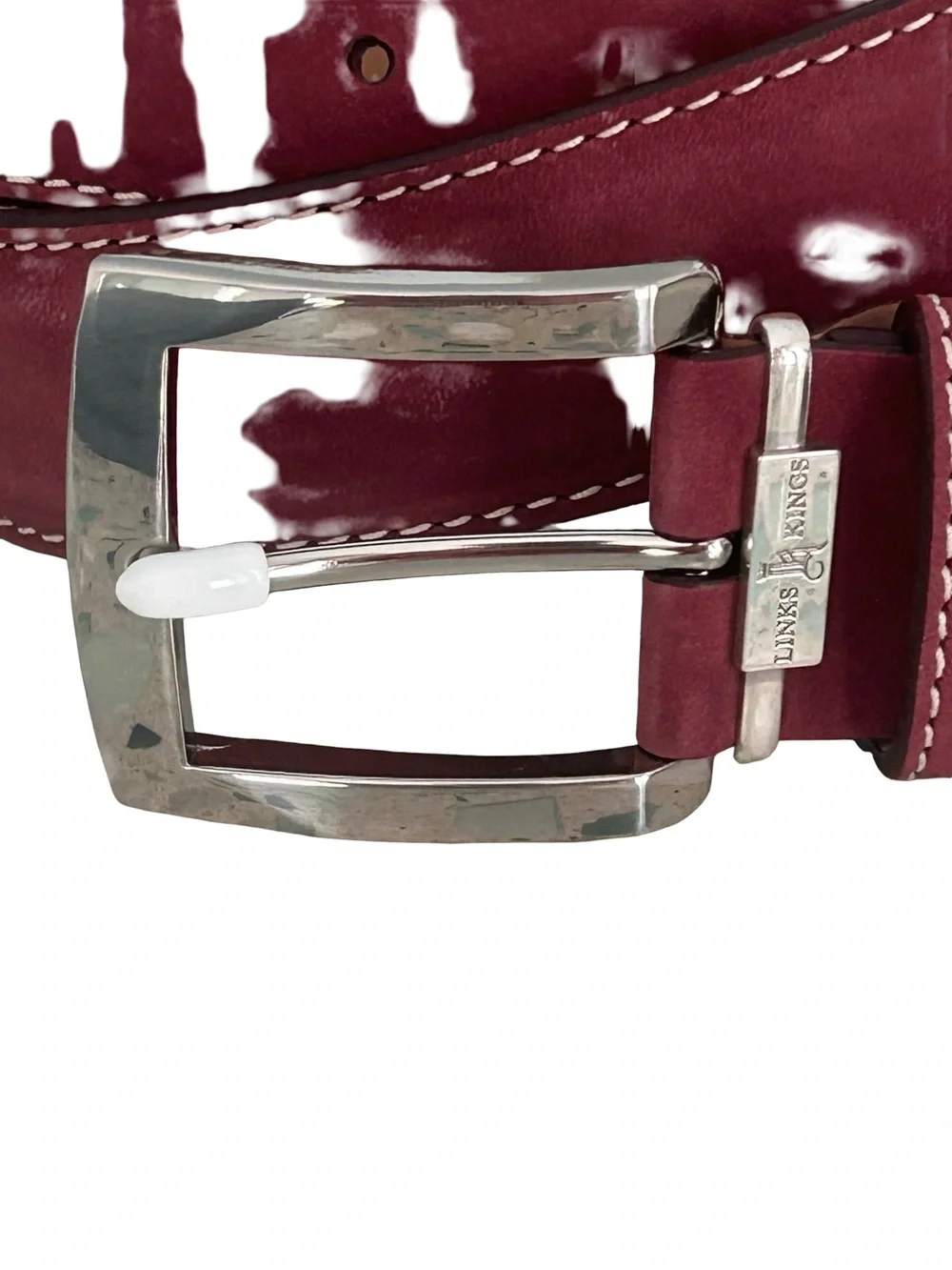 Links & Kings Italian Nubuck Leather Golf Belt Burgundy Handcrafted 50 XL XXL 46